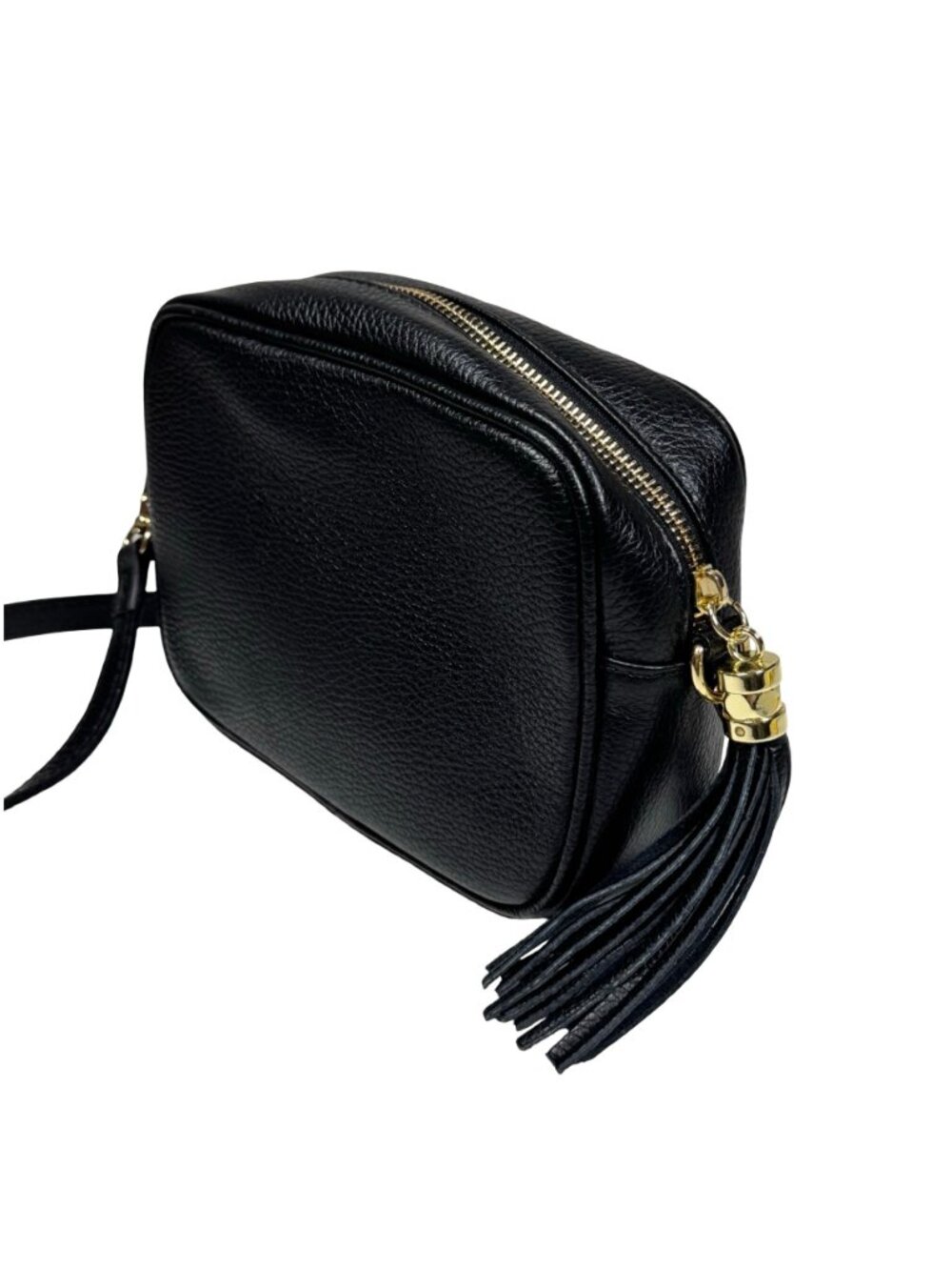 Borse in Pelle Italian Leather Crossbody Camera Bag Black Tassel Preppy - Picture 6 of 16